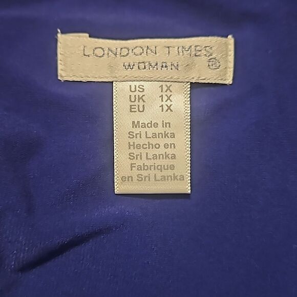 London Times Plus Size Split Neck Shift Dress Size:1X NWT - Picture 7 of 9
